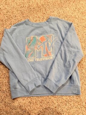 MTV Light Blue Sweatshirt with Multicolor Logo
